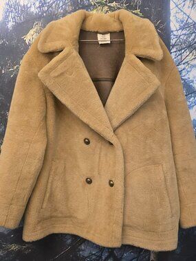 Free People Mari Reversible Aviator Coat Womens L Tan Brown Sherpa Jacket